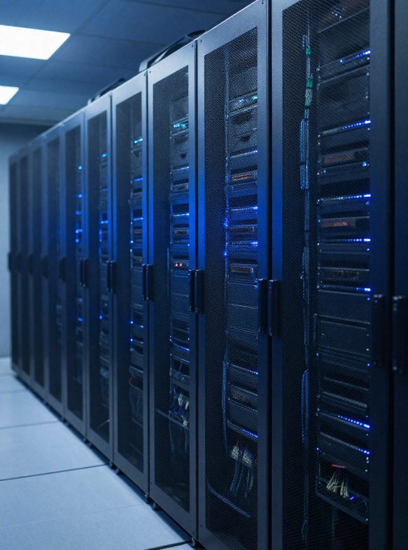 Rows of enterprise server racks in a data centre