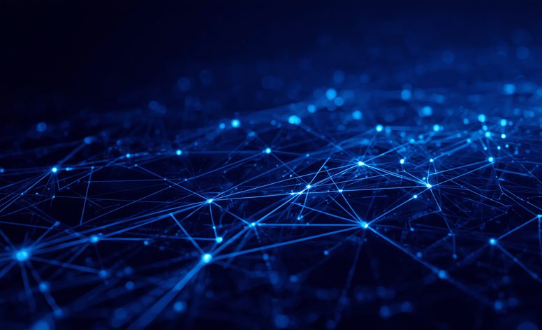 Blue network mesh representing internet infrastructure